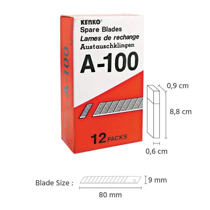

Isi Cutter KENKO A100 (Kecil) \ CUTTER BLADE A-100 (9 MM) \ Mata Cutter Kenko ( ISI 5 )