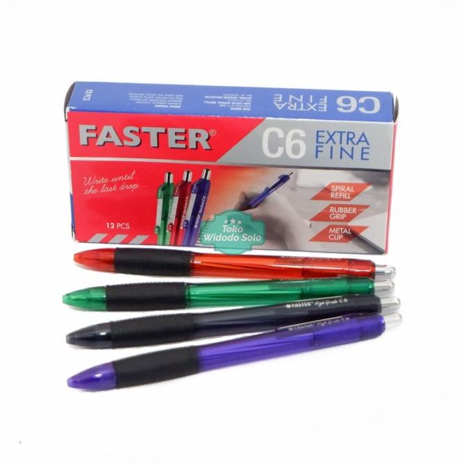 

:::::::] Pulpen Faster C6 Hitam Bolpoin Ballpoint Extra Fine 12 Buah