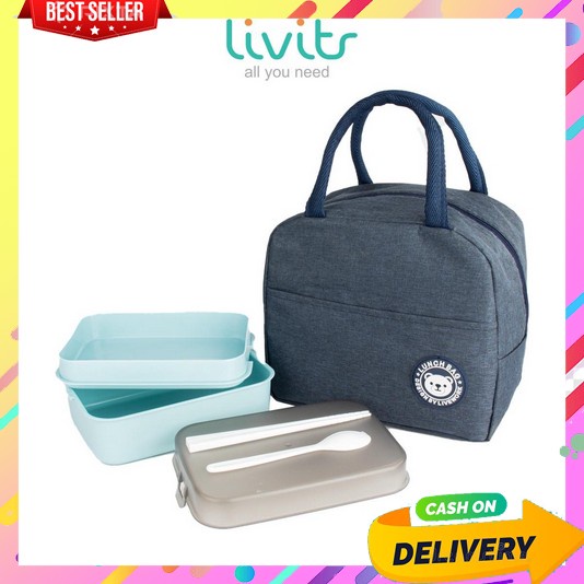Lunch Box Set Anak Sekolah Paper Stainless Steel 1 Anti Tumpah Satu Set Bekel Skolah Lunchbok Bekele