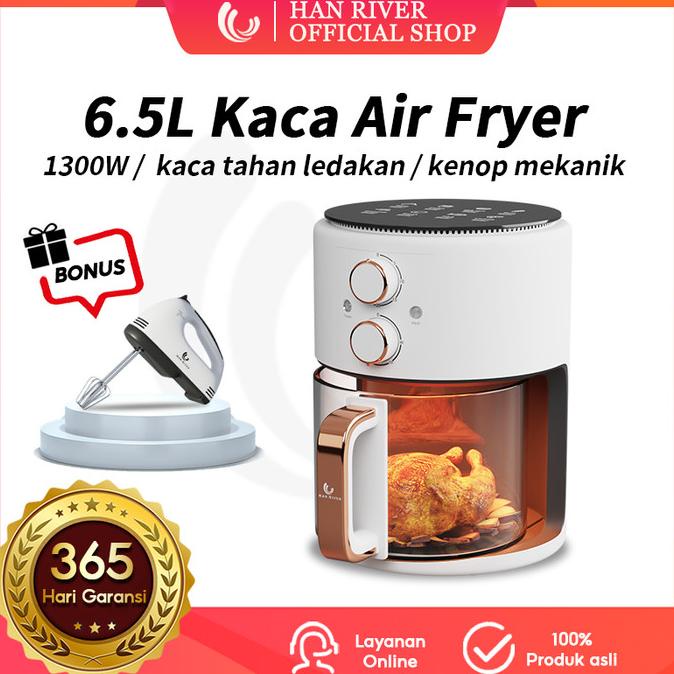 HAN RIVER Air Fryer Low Watt Air Fryer kaca visual Kapasitas tinggi