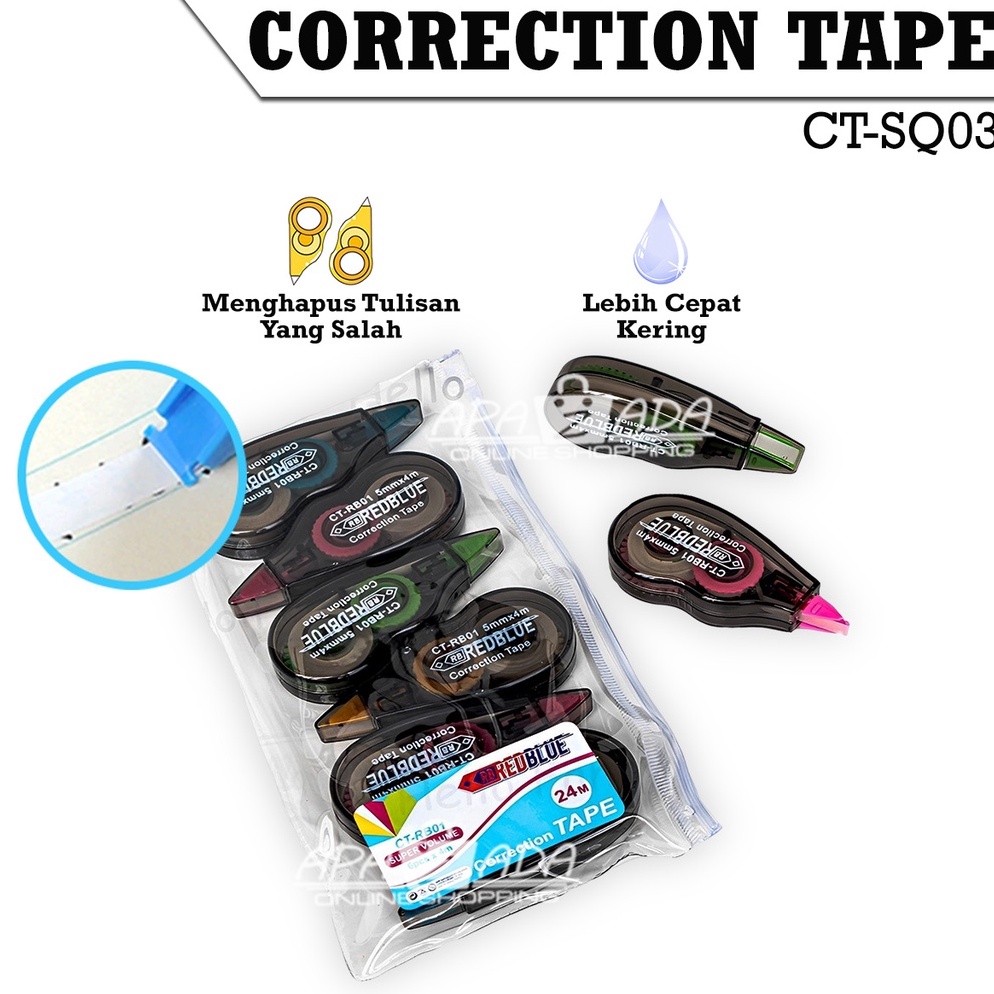 

Ready!! Apazada - Correction Tape 24m Isi 6 / Cortape / Corection Tape Tipex / Tipex Roll / Correction Tape / Tip-Ex Kertas / Tipe-X CT-SQ03 Murah Berkualitas Bisa Cod 8p6lt