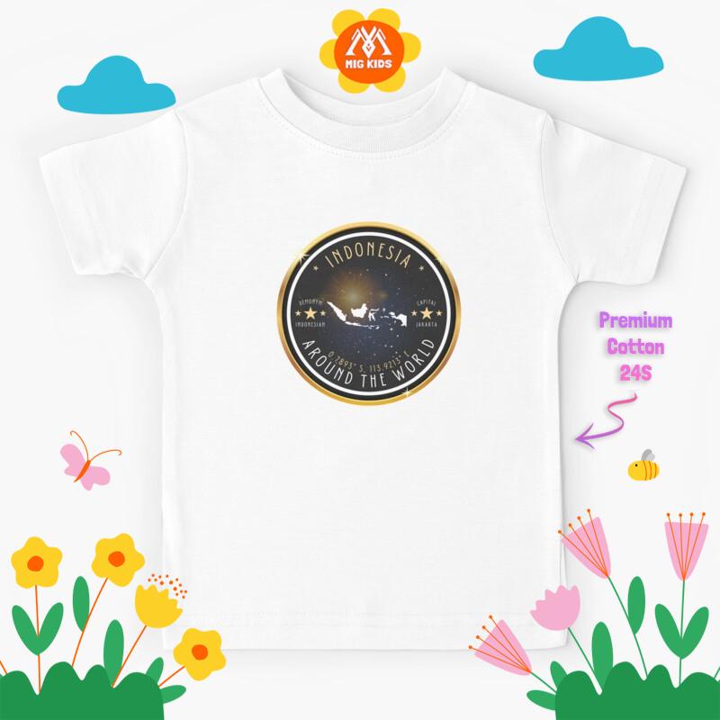 Baju Kaos Anak Indonesia Souvenir Country Map Outline - Custom 1779