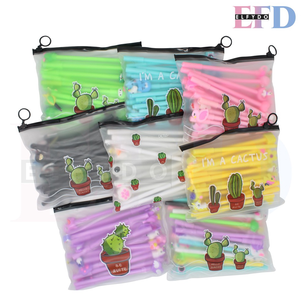 

Kekinian.. ELFYDO - HL0078 Pena Set Karakter Cartoon isi 20 Pcs Plus Pouch Transparant Pulpen Set 33