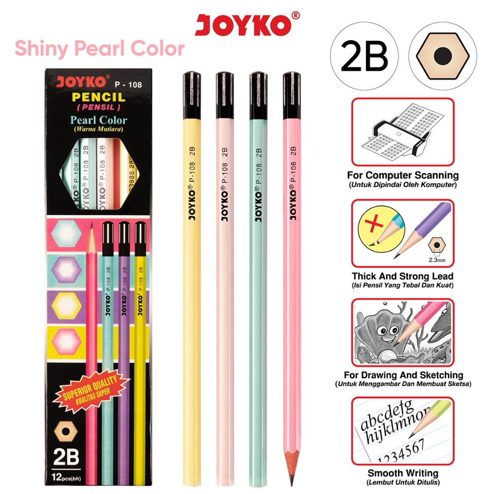 

STAR Pencil Pensil Joyko P-108 2B Pearl 1 BOX 12 PCS