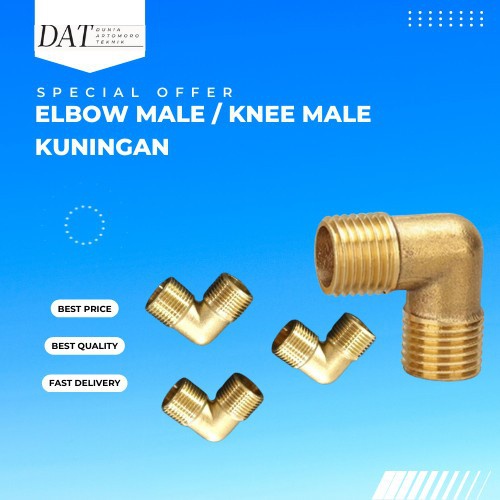 1/4" Nepel Elbow Drat Male / Knee Kuningan Drat Luar Size 1/4 Inch