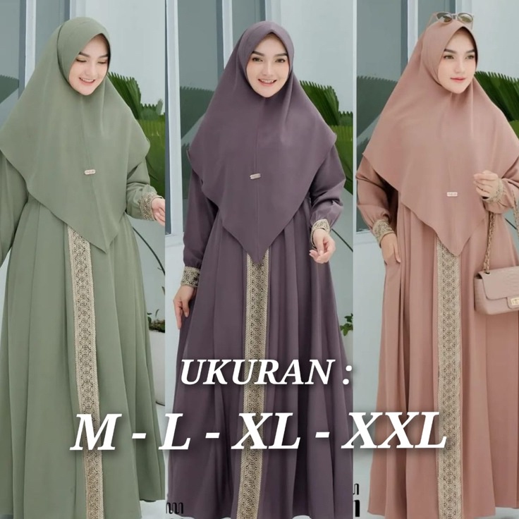XJVD8929 Dijamin Ori KANAYA SYARI  gamis plus hijab ukuran M - L - XL - XXL gamis terbaru syar'i fas