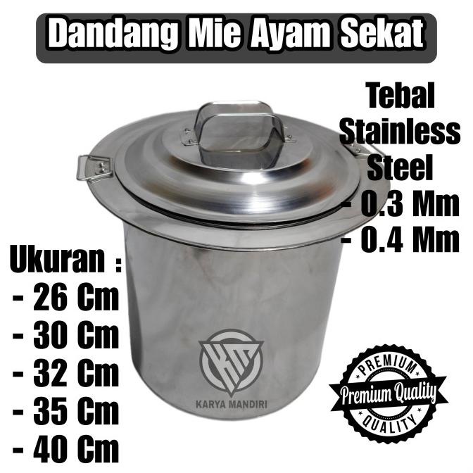 Dandang Mie Ayam Sekat Permanen Ukuran 26, 28, 30, 32, 35