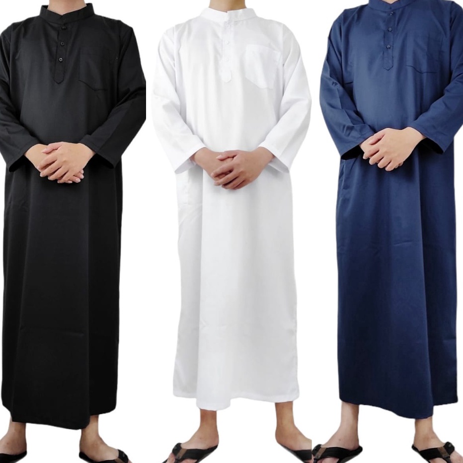 ★Best➚ BAQGA Gamis Jubah Pria TOYOBO PREMIUM ADEM Putih Hitam Biru Navy Tua Donker Hijau Botol Musli