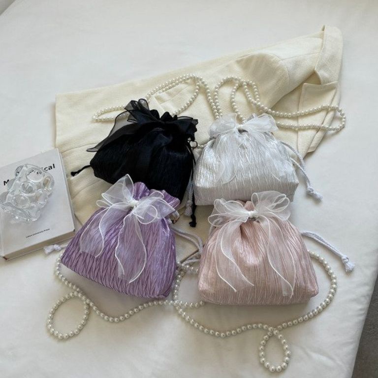 Terbaru.. TAS SERUT PITA KOREA/ TAS SERUT MUTIARA PITA/ TAS SERUT SELEMPANG MUTIARA