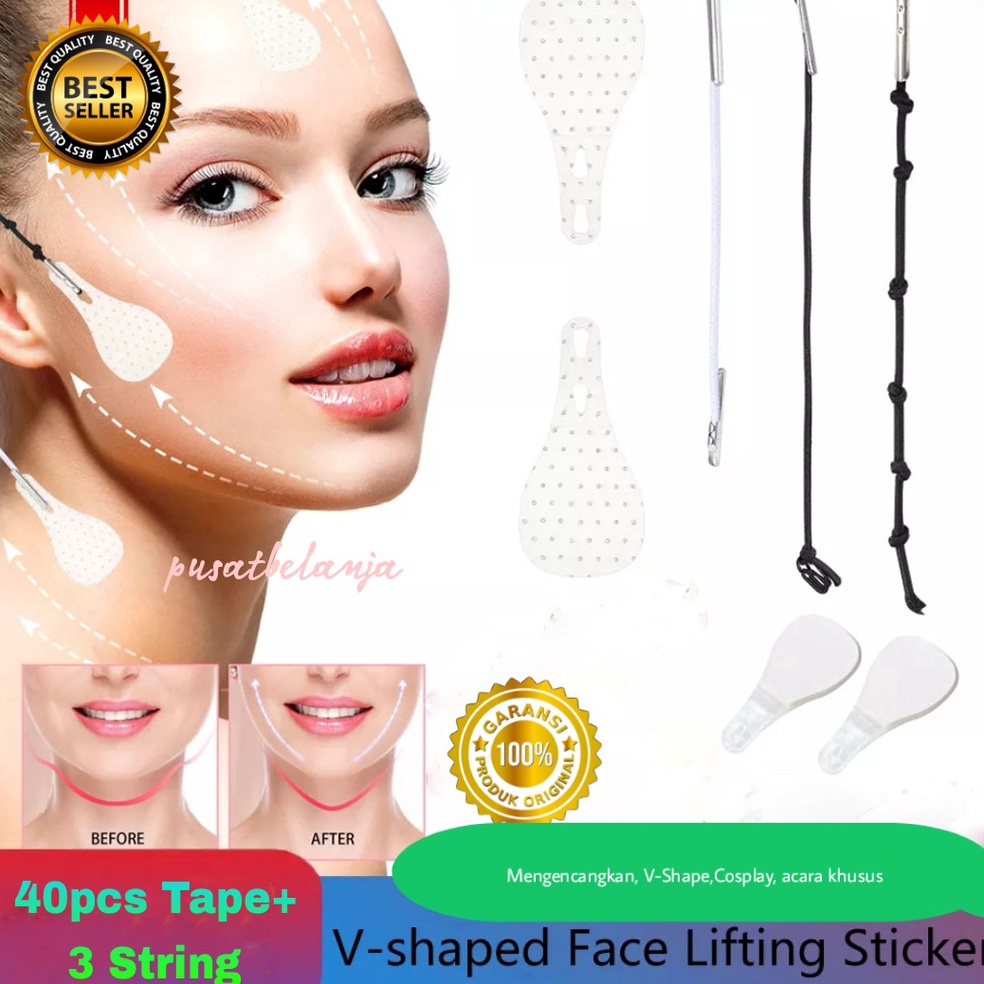 codet0T4f IMPORT Stiker Wajah Anti Kerut/Sticker Garis Wajah isi 40pcs/set /V Shape Face Lift Tape S