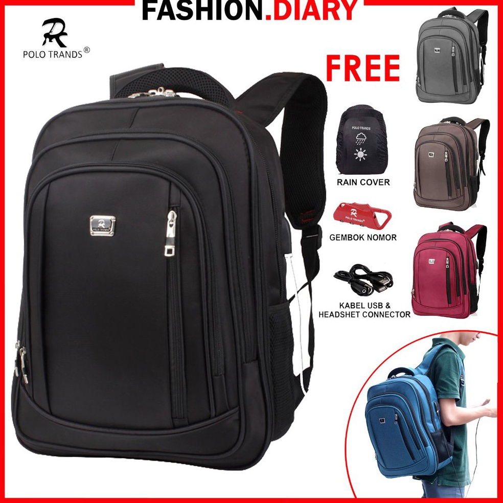 Murah.. Tas Ransel Polo Trands Tas Ransel Laptop 36103 100% Original - Bisa Diperlebar - Tas Punggun