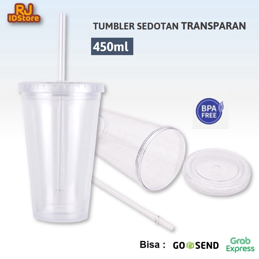 Best Seller.. Tumbler Tumblr Cup with Straw Mug Gelas Air Sedotan Aesthetic Plastik Transparan Benin