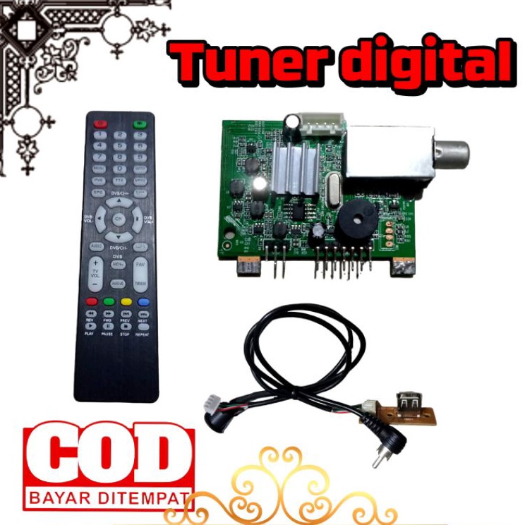 ￣ tuner tv digital T2 universal tv tabung tv led lcd multi tv slim (universal dvb board tv crt tv 14
