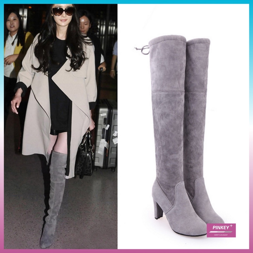 REKOMENDASI. ✅PINKEY P073 Sepatu Boots Panjang Selutut Winter Musim Dingin Shoes Sepatu Tinggi Wanit