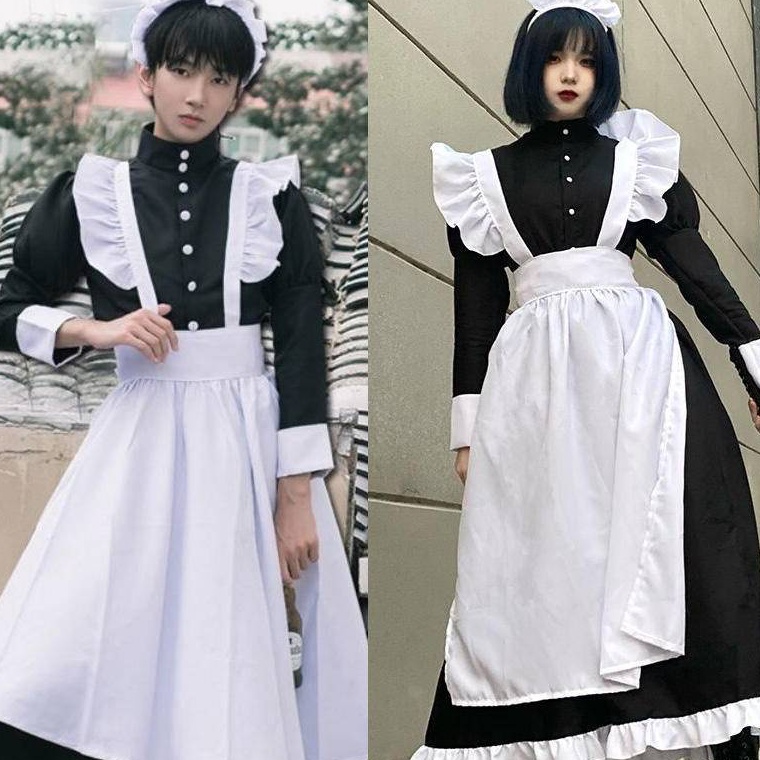 TERBAIK. 【Wetrose】Pria Wanita Memakai Cosplay Lucu Jepang Lolita Anime Pembantu Loli Hitam Panjang G