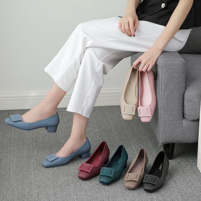 Sale Grosirtas Tg1597 Sepatu Flat Shoes Wanita Hak Import Sepatu Wedges Hak Bahan Jelly Sepatu Mules