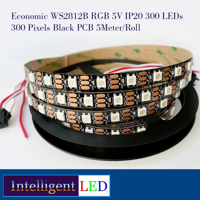 Economic Ws2812B Rgb 5V Ip20 300 Leds 300 Pixels Black Pcb 5Meter/Roll