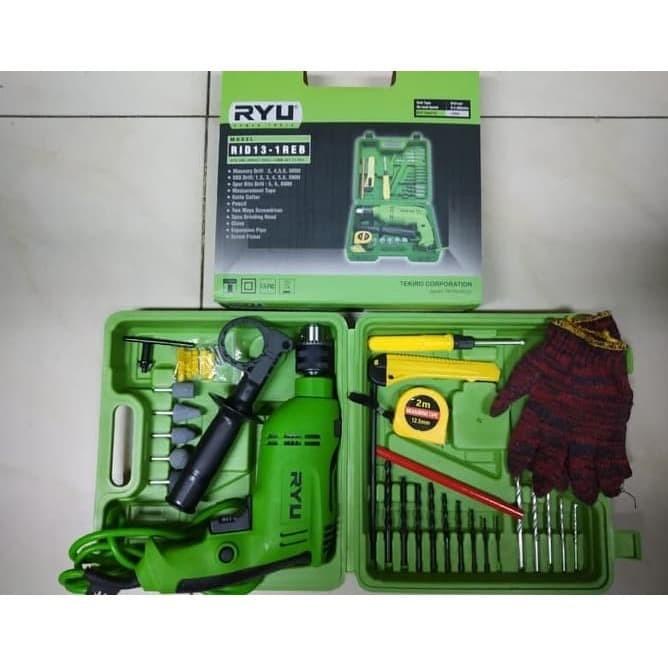 Mesin Bor Set 13Mm Ryu Tekiro Bor Tembok Bor Besi Bor Kayu Set