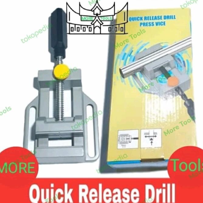 Paket Stand Drill Mesin Bor Tangan Alumunium Base + Vice Drill Clamp