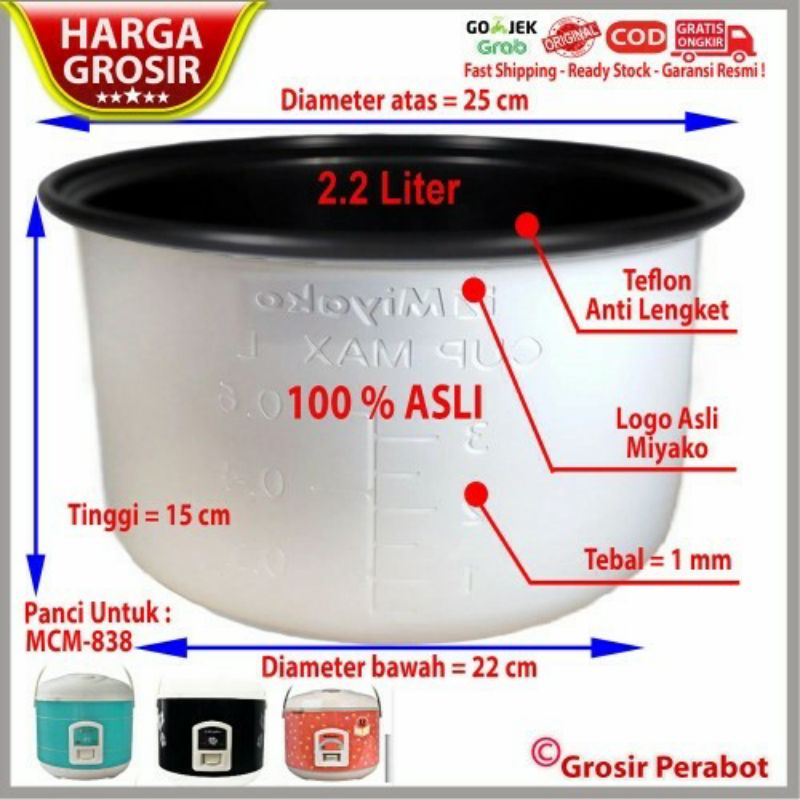 panci rice cooker miyako 2,2 liter originale