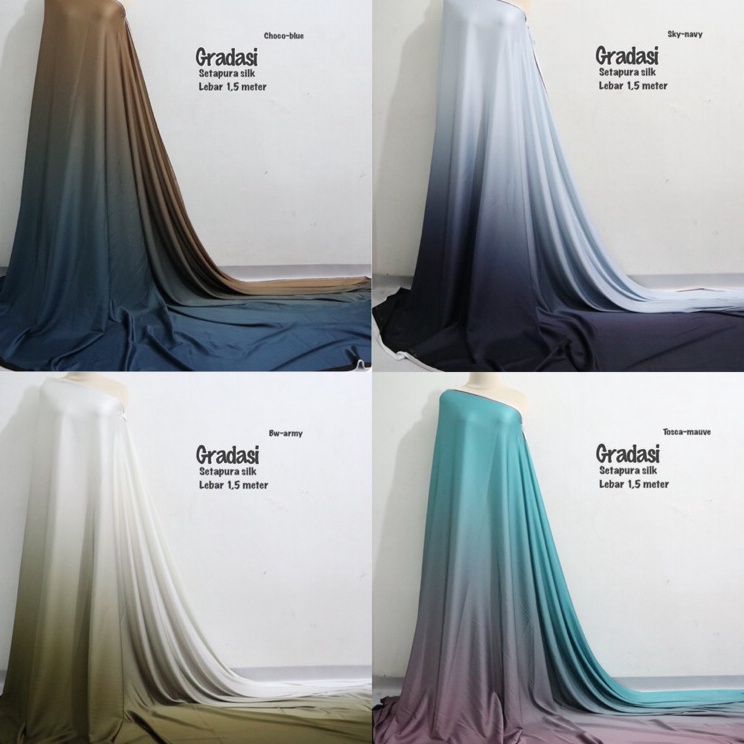 Ready Kain gradasi warna | kain polos gradasi | kain campur warna | kain bridesmaid | kain mewah Sup