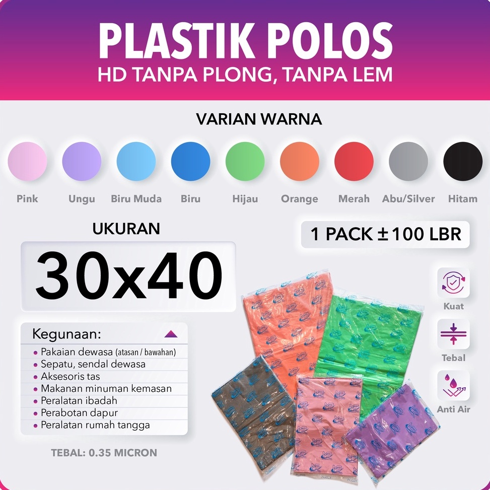 ➚ Kantong plastik tanpa plong polos 30x40/ Plastik packing/ Plastik olshop / Plastik tanpa plong ✷ (