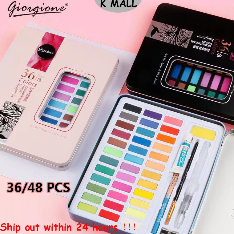 

[PROMO PAM1] Giorgione Cat Air Watercolor Set - 36/48 Warna Water Color Alat Cat Air Lukis Set (Termasuk kuas dan kertas gambar) 224