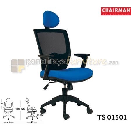 Kursi Kantor TS01501 Chairman Envio Hydrolic, Synchro, Headrest, Adjustable Armrest, Lumbar Support 