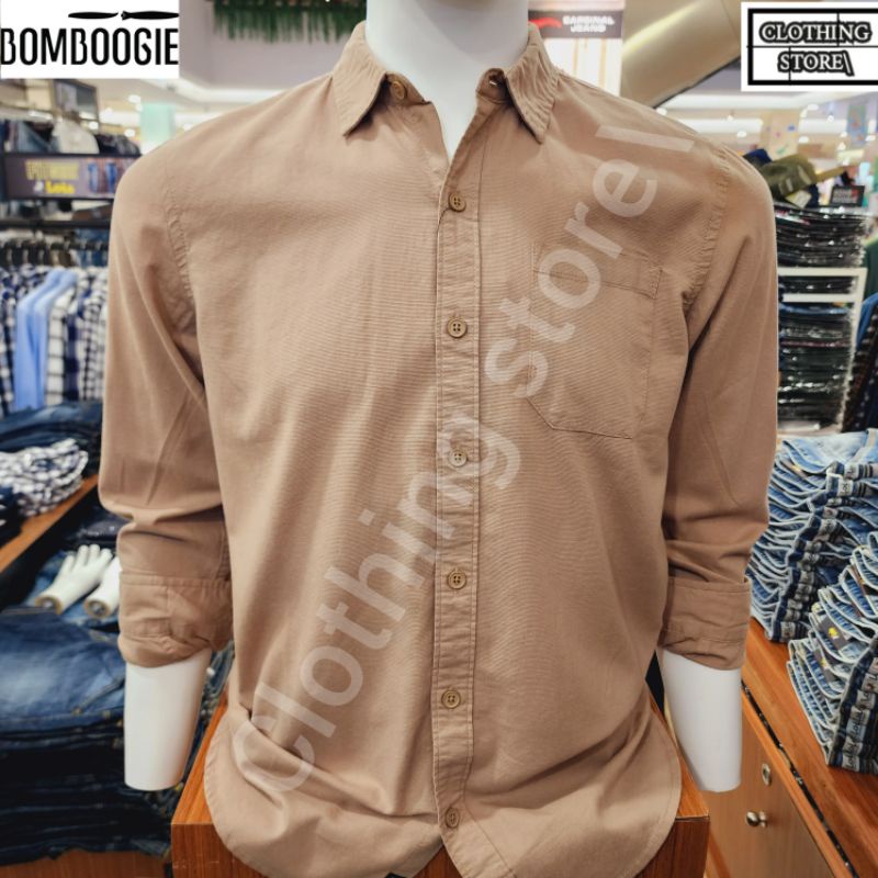 BOMBBOOGIE ORIGINAL kemeja pria lengan panjang cream 24825B5CM