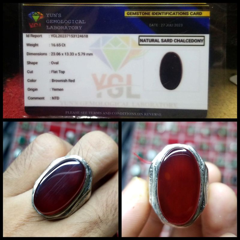 PLUS MEMO NATURAL YAMAN AHMAR ASLI YEMEN BATU AKIK CINCIN PERMATA 401