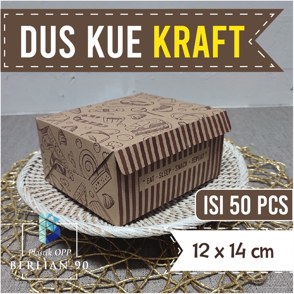 

[PRODUK 0VRCP78] Dus Kue 12 x 14 cm Motif Kraft / Kardus Snack Box isi 50 pcs / Dus Kertas Snack Kotak Box Catering Termurah / Dus Box Nasi Catering Motif 7152