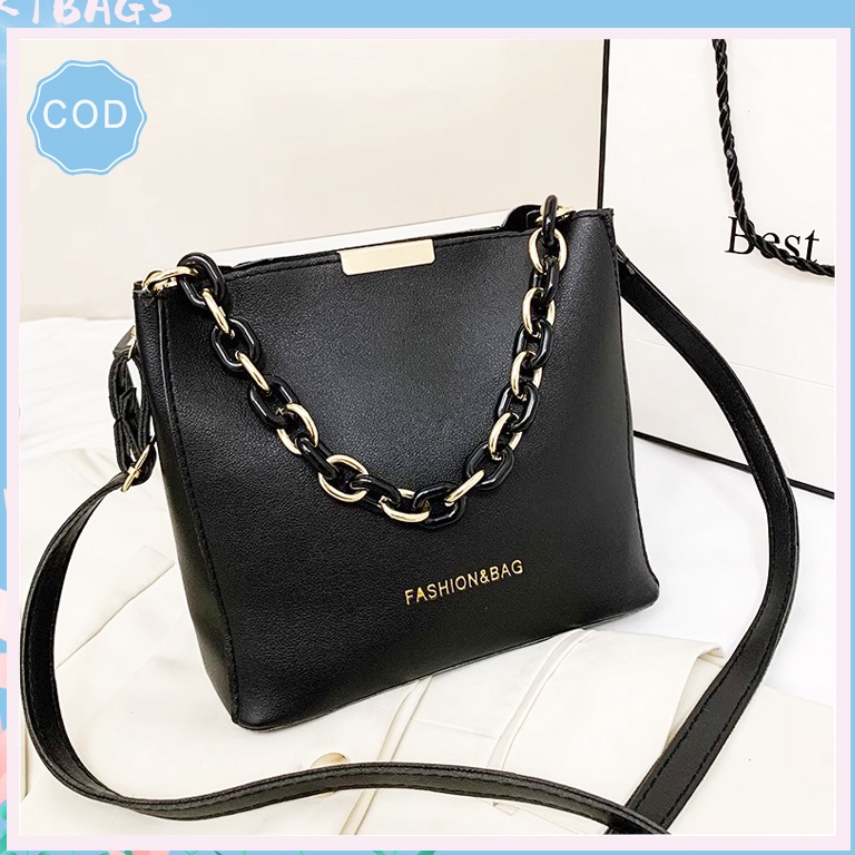 READY. Tas Wanita Selempang Fashion Terbaru Tas Ember Import Putih Berkapasitas Besar Hitam Korean S
