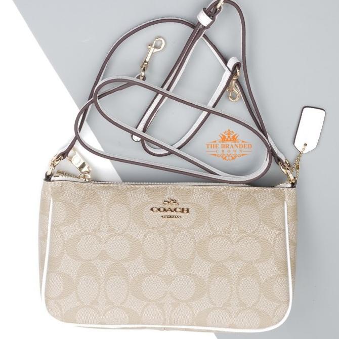 Tas Coach 58321 Signature Top Handle Pouch Chalk White
