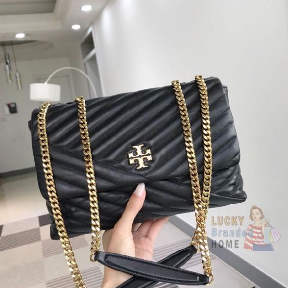 Tas TORY BURCH KIRA CHEVRON Convertible Shoulder Bag Black ORIGINAL