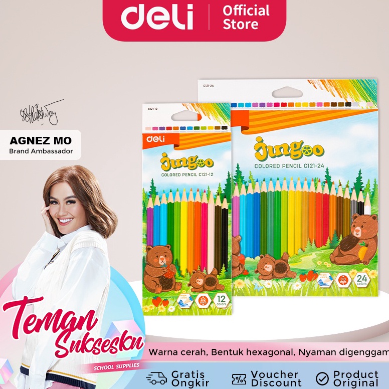 

63 Deli Colored Pencil / Pensil Warna Lucu 12 24 Warna Pewarnaan Cerah EC121-XX Kirim Sekarang