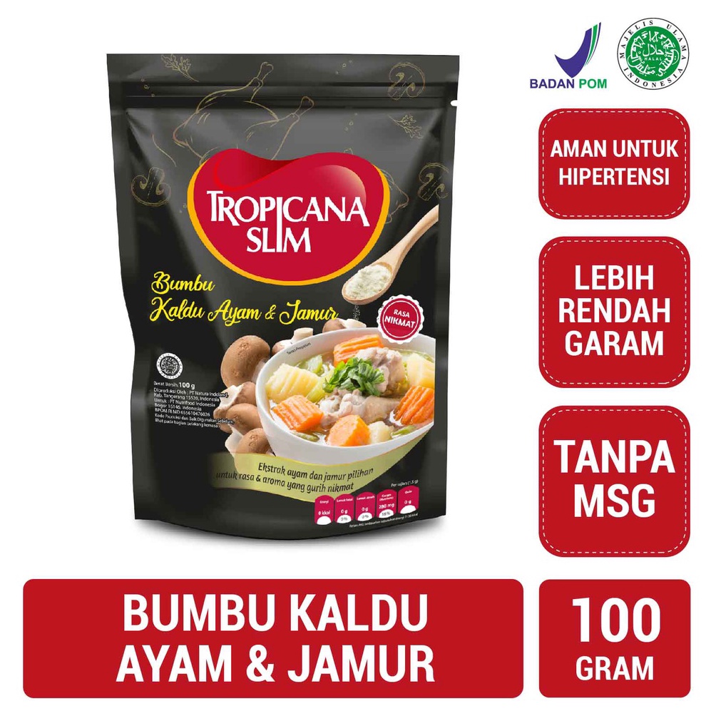 

⁑Seller✻ Tropicana Slim Bumbu Kaldu Ayam dan Jamur 100 gram - lebih rendah garam dan tanpa MSG A92