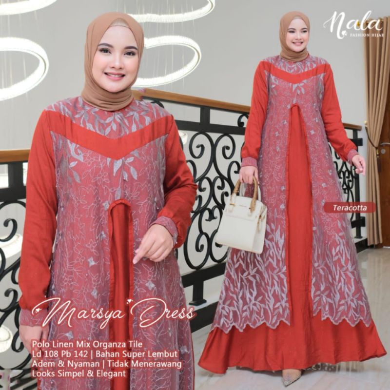 MARSYA DRES/ MAXI POLOS BRUKAT RENDA PREMIUM ORI NALA