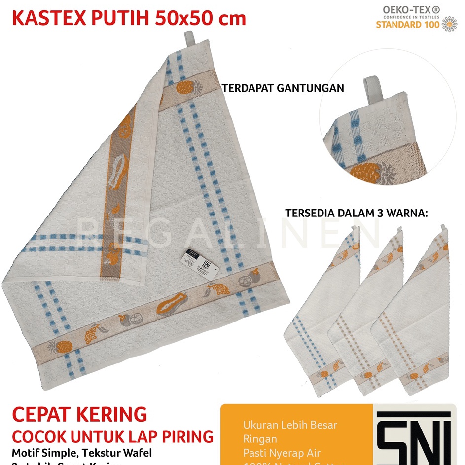 ➬JBB PROMO Serbet Handuk Lap Tangan Wafel Gantung 50x50 Lap Piring Cotton Kastex by LENUTA PUTIH DOM