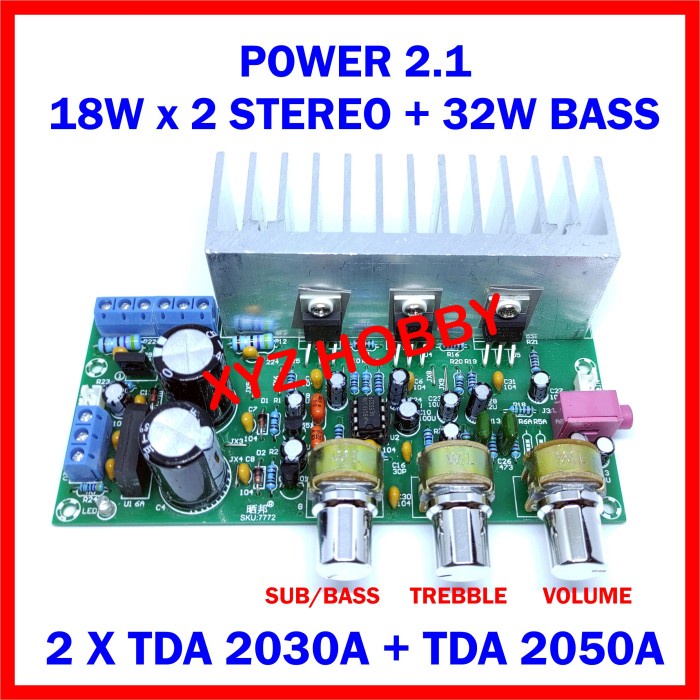 Terlaris Power Amplifier Stereo + Bass 2.1 Tda 2030 + Tda 2050 2X18W + 32W