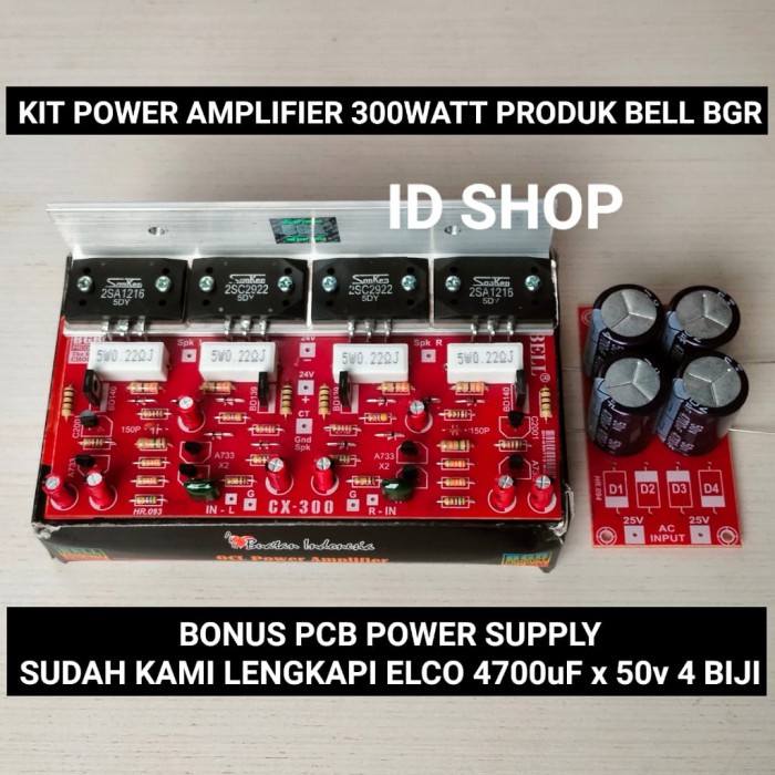 KIT POWER AMPLI STEREO 300WATT BELL BGR TR MODEL SANKEN+PSU ELCO 4 PCS