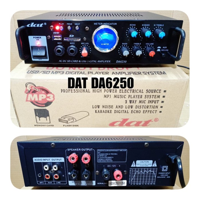 POWER AMPLIFIER KARAOKE MINI DAT DA6250 DA 6250