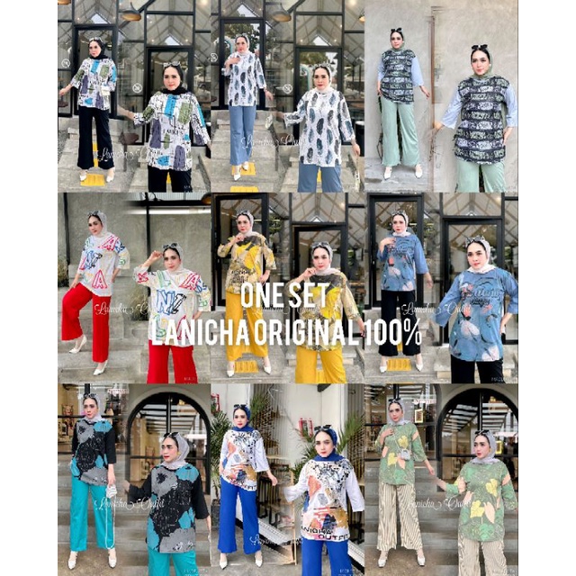 VRN ID- ONE SET KAOS LANICHA ORIGINAL/SET LANICHA/SETELAN KAOS/PAKAIN WANITA/FASHION MUSLIM