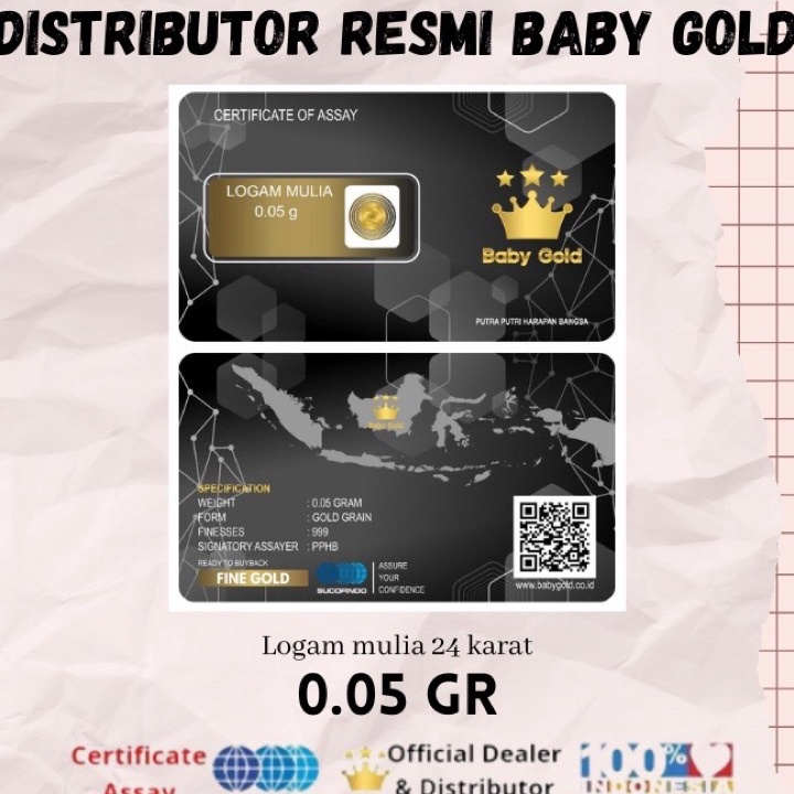 Diskon Promo✯ Q9AS7 BABYGOLD Emas Logam Mulia Original 24K 0.01 0.02 0.05 gram E60 ✹Stock Banyak