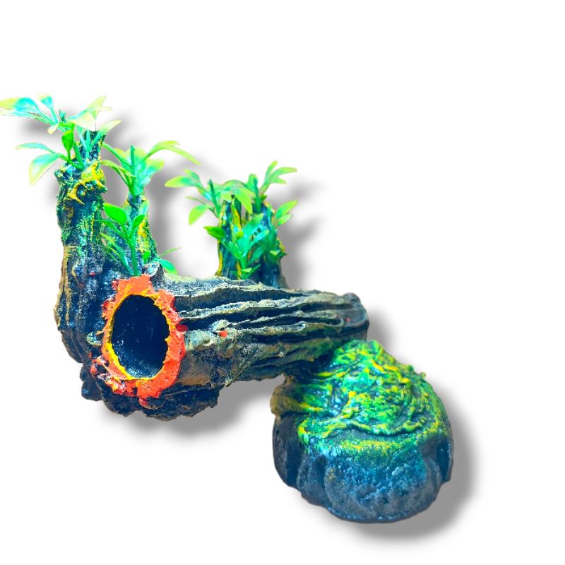 Hiasan akuarium pokol miring besar