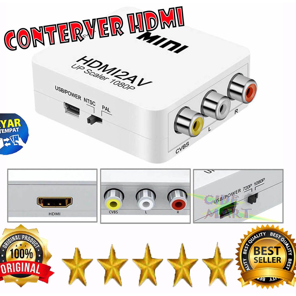 → [BISA COD] HDMI TO AV / MINI BOX HDMI2AV / ANYCAST RCA CONVERTER ADAPTOR / HDMI2AV w Kemasan Baru 