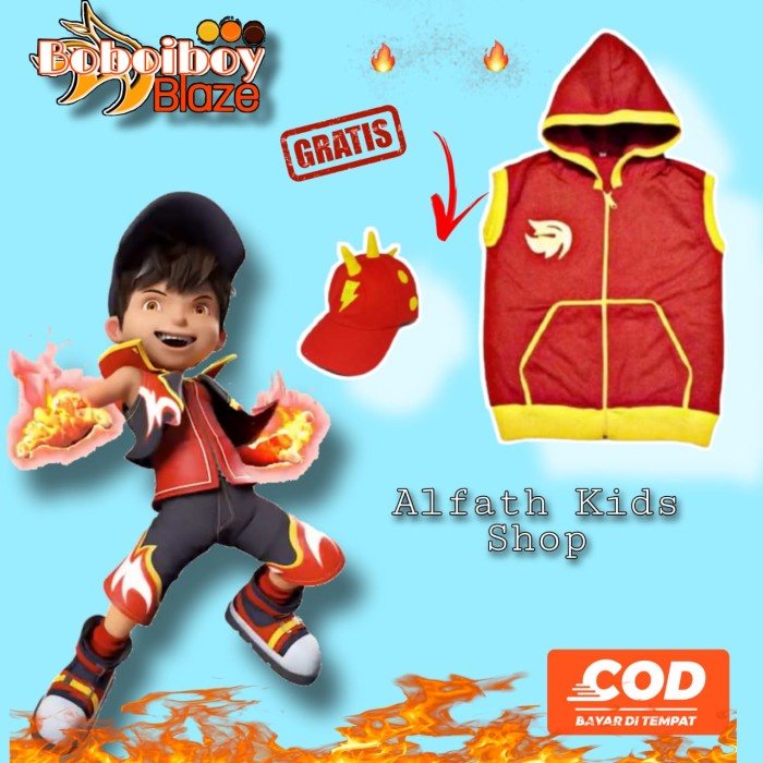 Terlaris Set Rompi+Topi Kostum Boboiboy Api / Kostum Boboiboy Api/Boboboy/Boboi