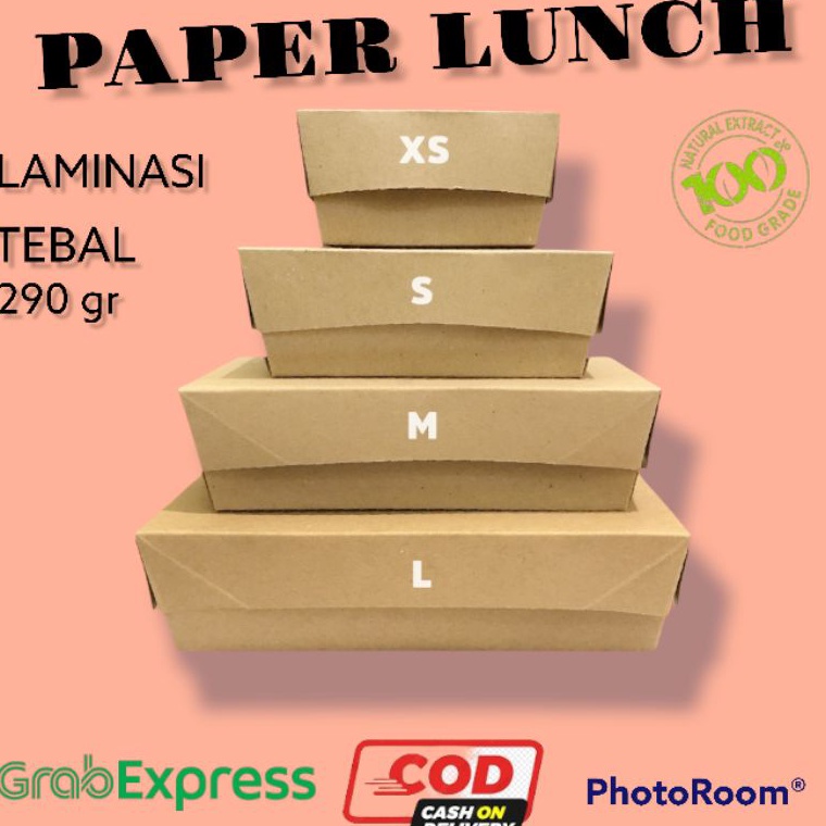 Terkini.. Paper lunch box ( XS, S ISI 100 ) ( L, M ISI 80 pcs ) Dus Nasi Lunch Bok Makanan Kekinian 