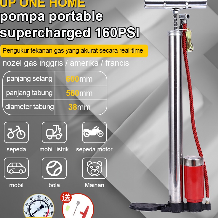 'IGj Pompa Sepeda Motor 160 PSI Gratis Tas Penyimpanan Portabel pompa angin pompa ban motor pompa sepeda dan motor o Kualitas Premium 웃.