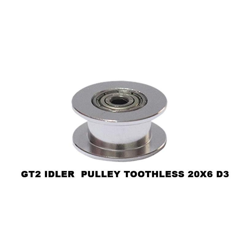 Trending Eelic Tip-Gt220X6D3 Gt2 Idler Pulley Toothless 20T 3Mm Lebar 6 Mm Tanpa Gigi Reprap 3D Prin
