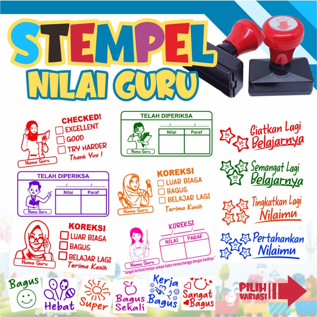 

GUH [FREE CUSTOM FOTO] STEMPEL NILAI GURU / PENILAIAN / KOREKSI / CHECKED NRD